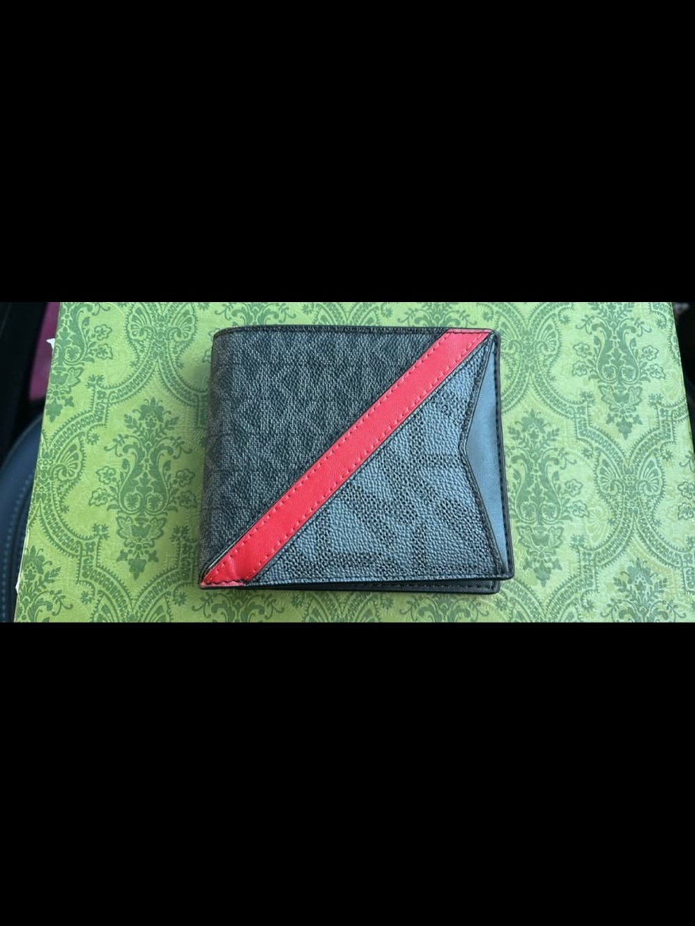 Michael Kors Black Wallet with Red Diagonal Stripe